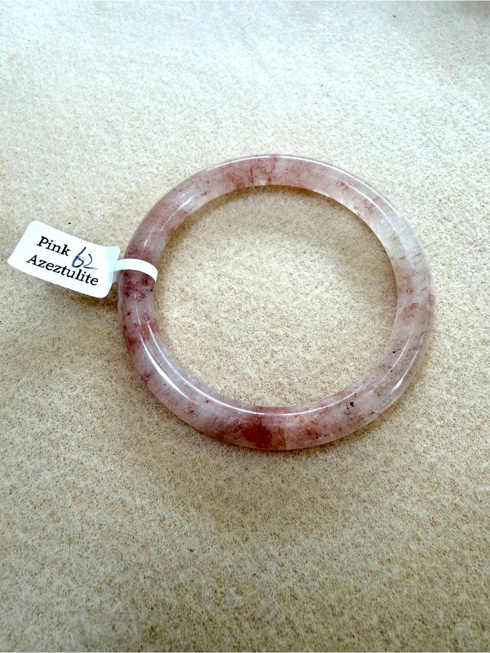 Pink Azeztulite Stone Bangle Bracelet